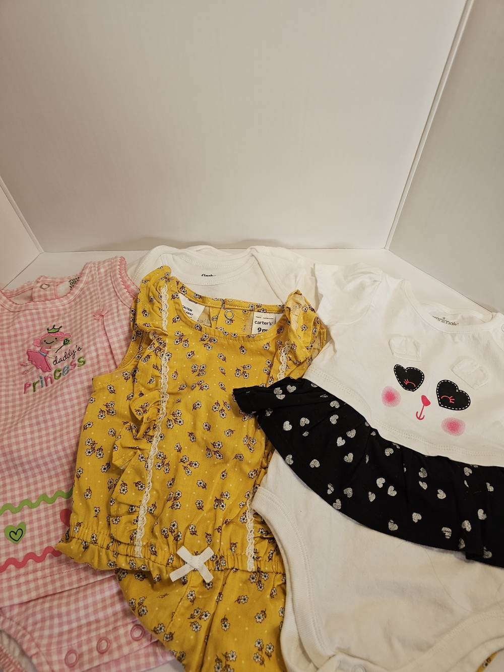NWT - Baby Girls Summer Onesie & Dresses Lot - Pink, Yellow, White, Black - Picture 2 of 16